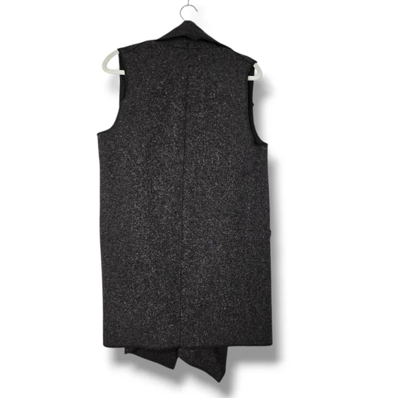 Janska Charcoal Cascade Vest Open Front Drape Pockets Made In USA Womens S M - Picture 12 of 16